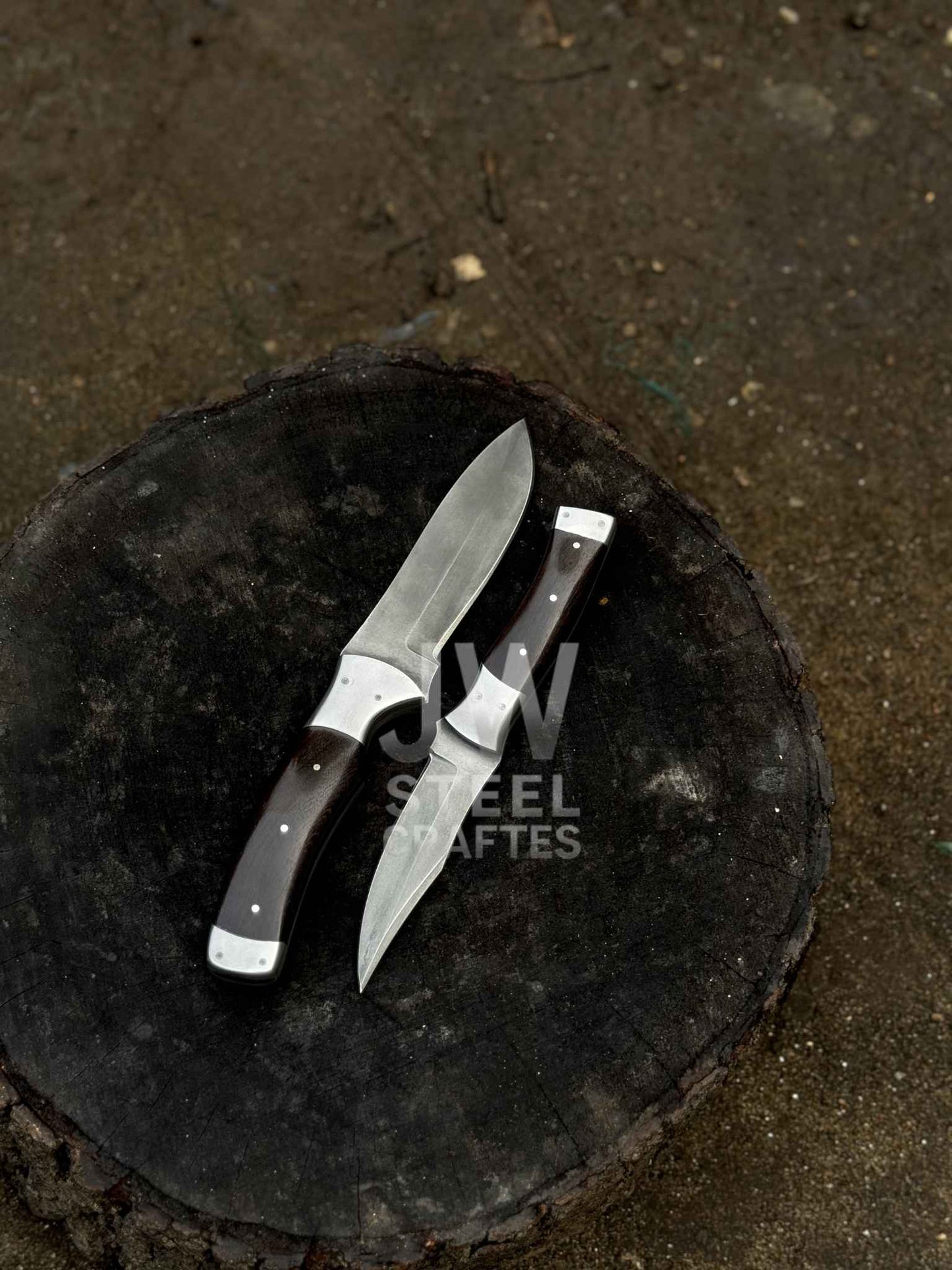 Handmade 3-Piece Knife Set – Cleaver & Hunting Knives with Wooden Handle