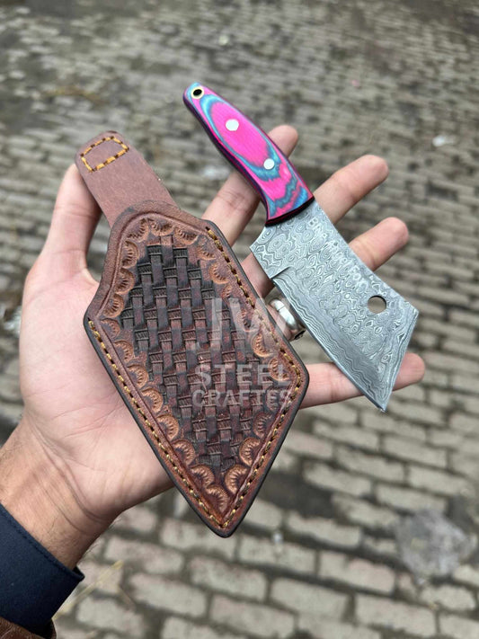 Handmade Damascus Steel Mini Cleaver Knife – Handle Variations