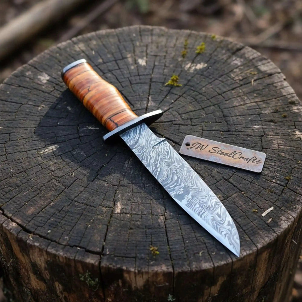 Custom Damascus Utility Bowie Knife Handmade Field Profile – JW SteelCrafts handmade Damascus Bowie Knives by JW SteelCrafts