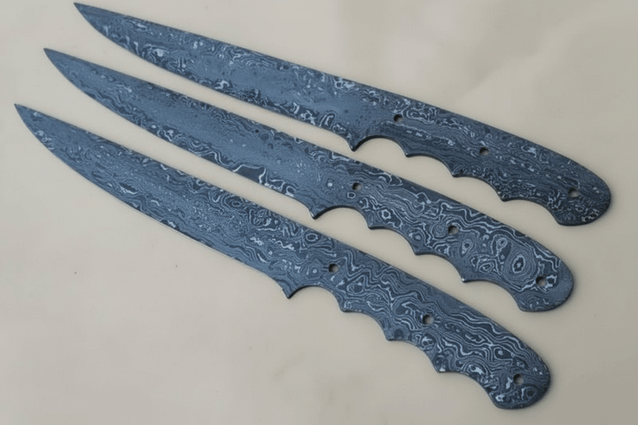 Custom Handmade Damascus Steel Full Tang Fillet Knives Blank Blades Lot of 3 Blades DK - 0087 handmade Handmade Fillet Knives by JW SteelCrafts