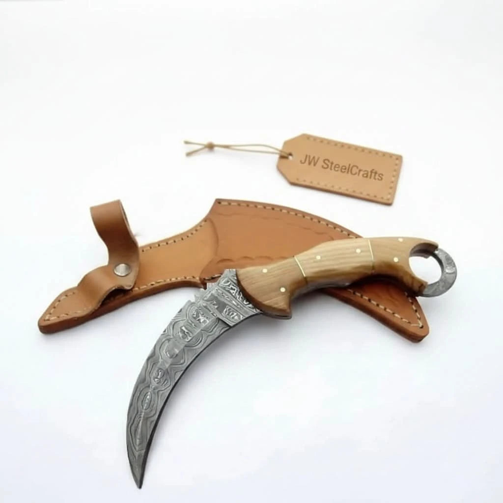 Custom Handmade Damascus Steel Full Tang Karambit Knife handmade Karambit Knife by JW SteelCrafts
