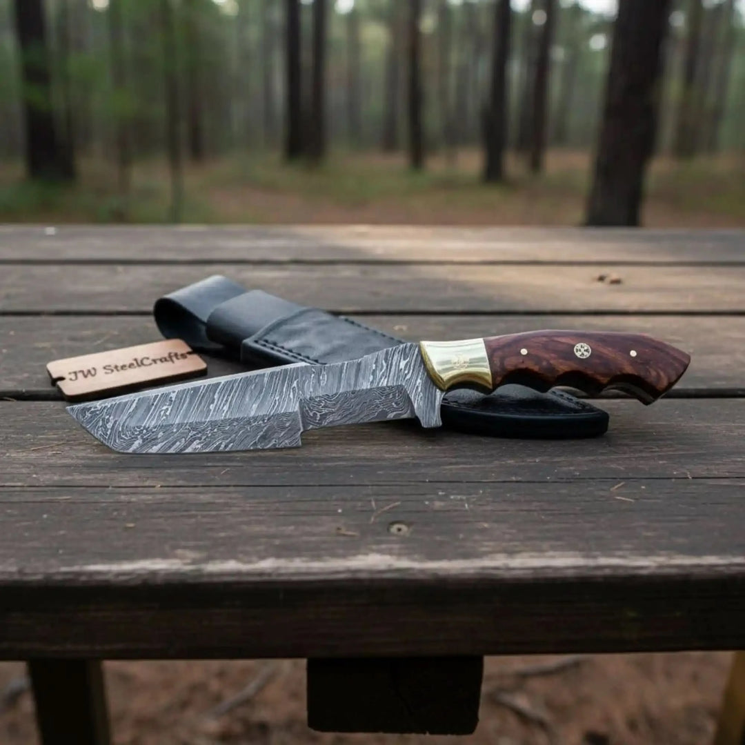 Custom Handmade Damascus Steel Tracker Knife / Hunting Knife DK - 0129 handmade Handmade Tracker Knives by JW SteelCrafts