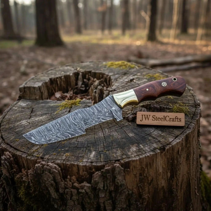 Custom Handmade Damascus Steel Tracker Knife / Hunting Knife DK - 0129 handmade Handmade Tracker Knives by JW SteelCrafts