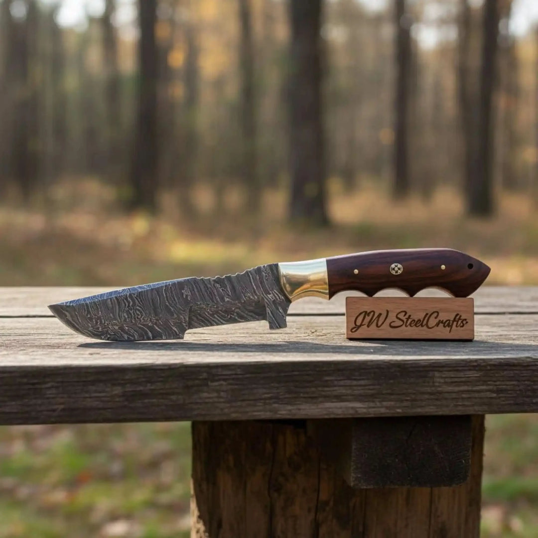 Custom Handmade Damascus Steel Tracker Knife / Hunting Knife DK - 0129 handmade Handmade Tracker Knives by JW SteelCrafts