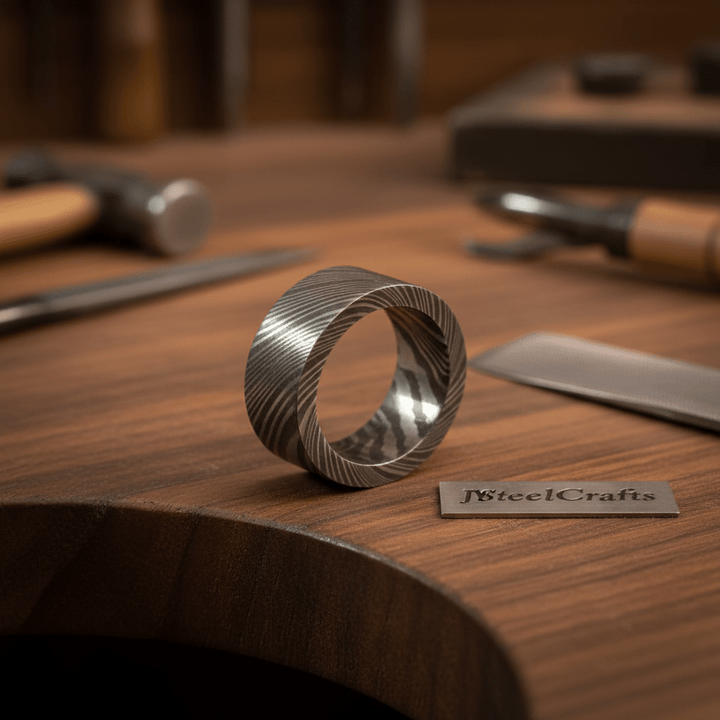 Custom Handmade Damascus Steel Wedding Ring/ Engagement Gift / Wedding Band /Perfect Gift DE - 0021 handmade Ring by JW SteelCrafts