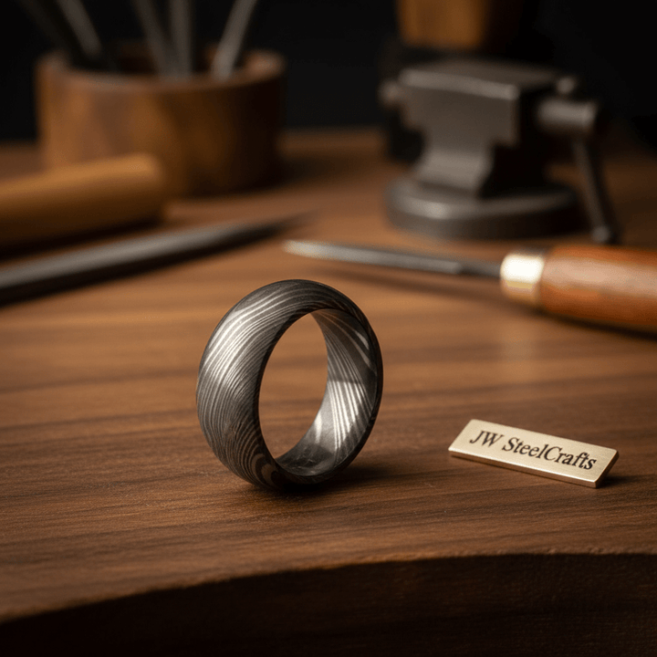 Custom Handmade Damascus Steel Wedding Ring/ Engagement Gift / Wedding Band /Perfect GiftDE - 0020 handmade Ring by JW SteelCrafts