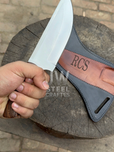 Load image into Gallery viewer, Handmade Damascus Skinner Knife with bull horn handle – JW SteelCrafts