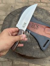 Load image into Gallery viewer, Handmade Damascus Skinner Knife with bull horn handle – JW SteelCrafts