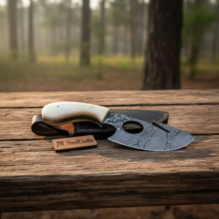Custom Made Damascus Steel Hunting Knife / Skinning Knife Gut Hook DK - 0101 handmade Handmade Gut Hook Knives by JW SteelCrafts