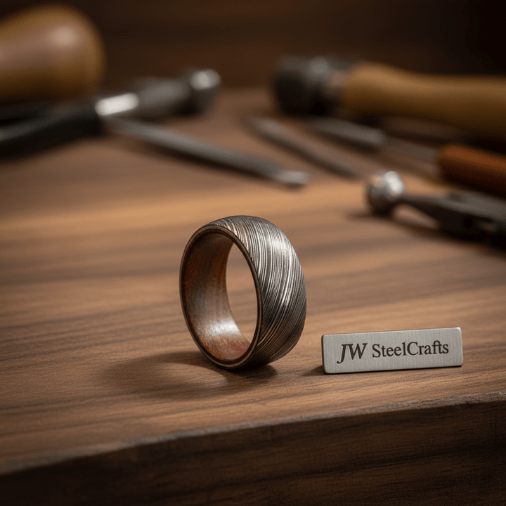 Customisable handmade Damascus Steel Beautiful Engagement ring / perfect Gift /Wedding Gift DE - 001 handmade Metal rode for craft by JW SteelCrafts