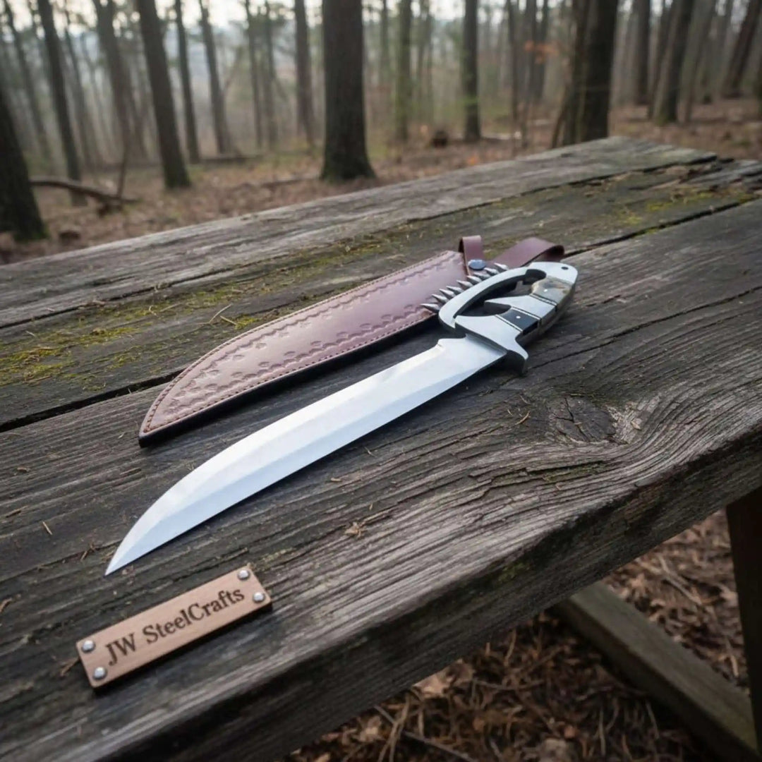 D - Guard Bowie Knife High Polish Blade Clip Point Fixed Blade JW SteelCrafts handmade Clip Point Bowie Knives by JW SteelCrafts