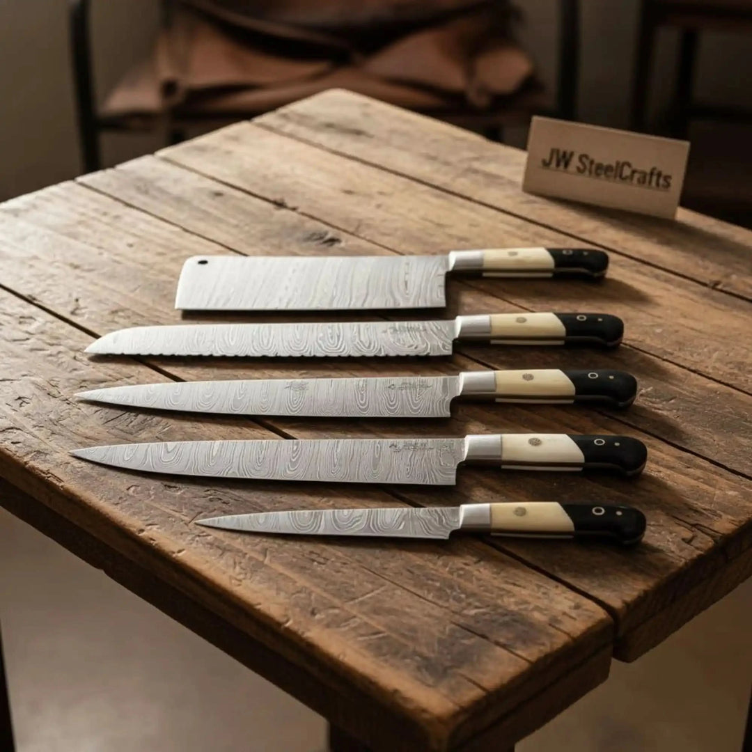 Damascus Boning And Bread Knife Set