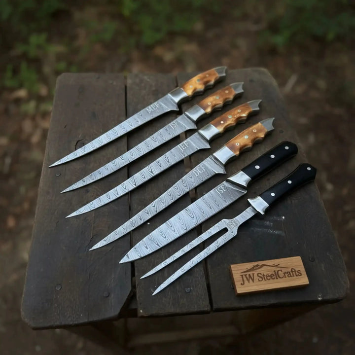 Damascus Boning &amp; Fillet Knife Set  Replica
