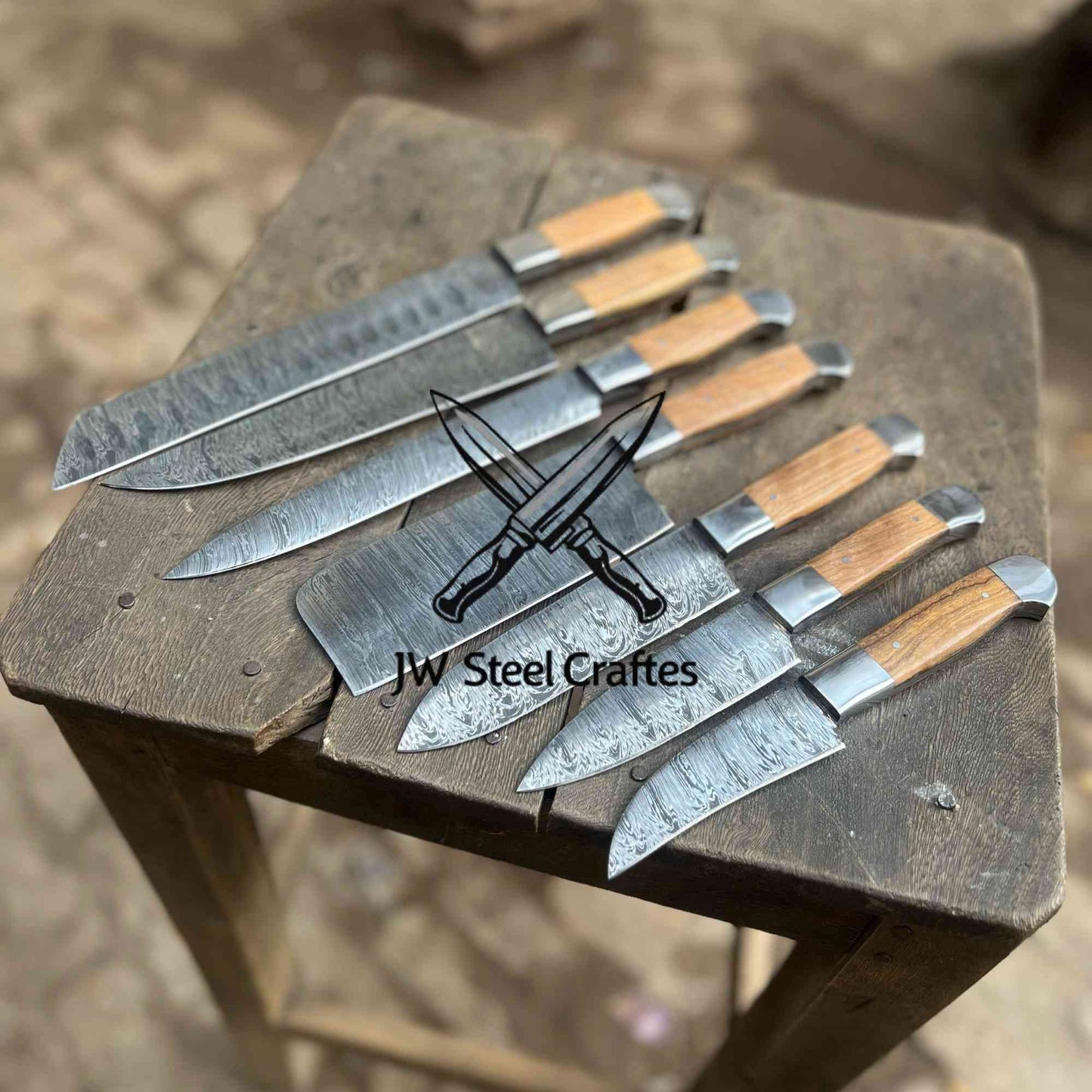 Handmade Damascus Steel Chef Knife Set  5-Piece Kitchen Knives – Full Tang Professional Cooking Knives