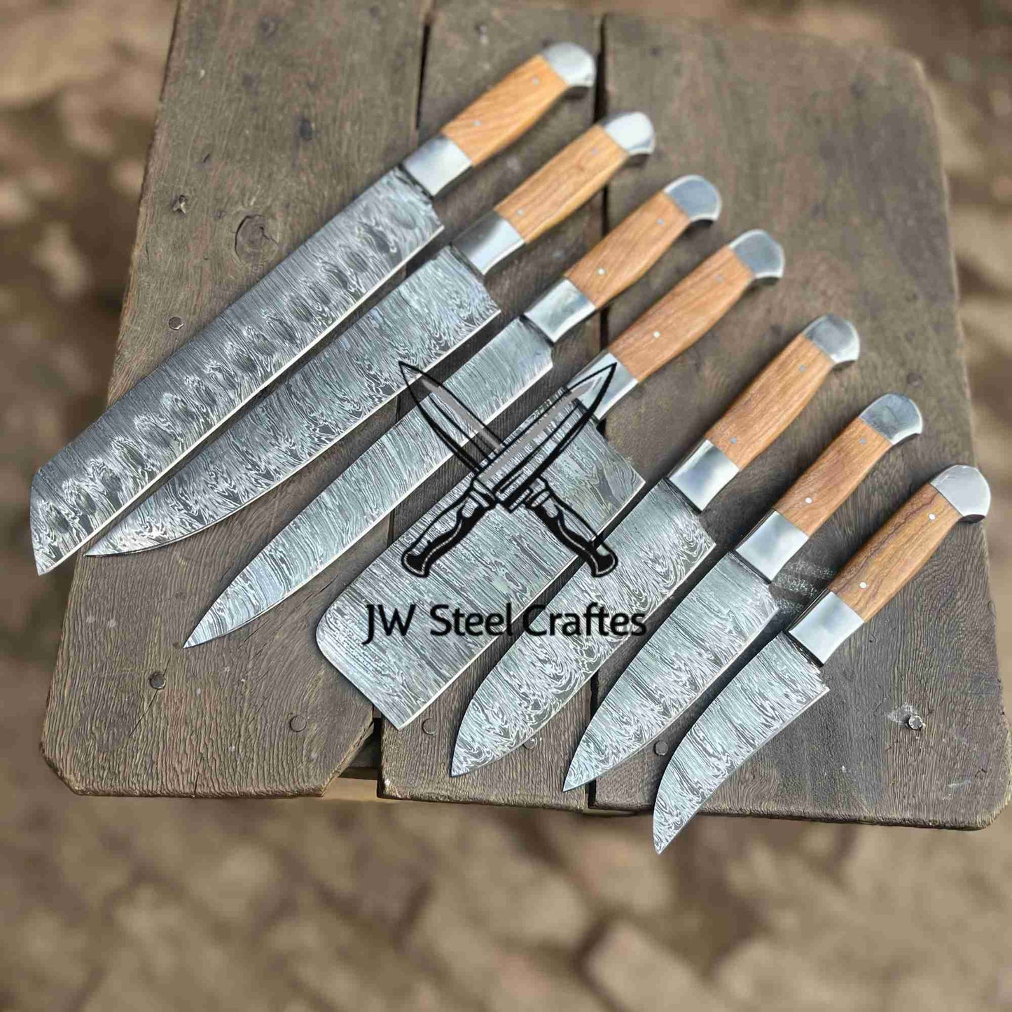 Handmade Damascus Steel Chef Knife Set  5-Piece Kitchen Knives – Full Tang Professional Cooking Knives