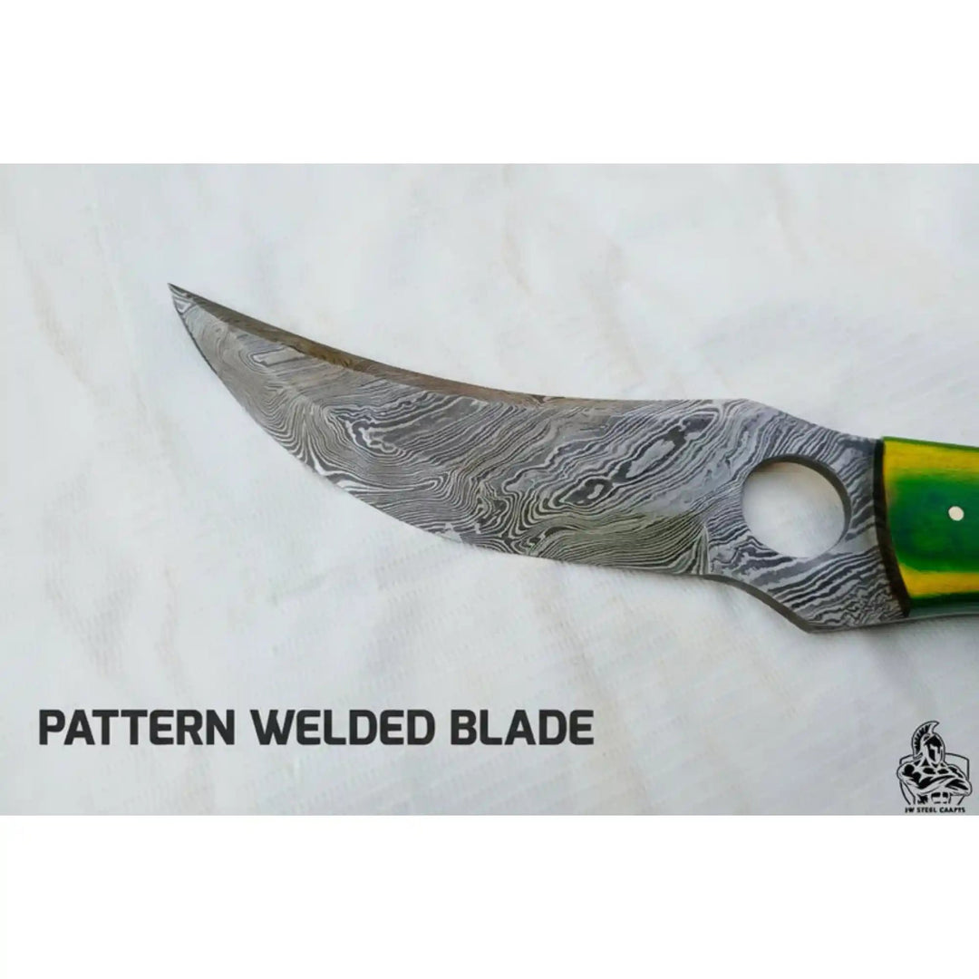 Damascus Hunting Knife 8.5” Fixed Blade handmade Skinner Knife by JW SteelCrafts