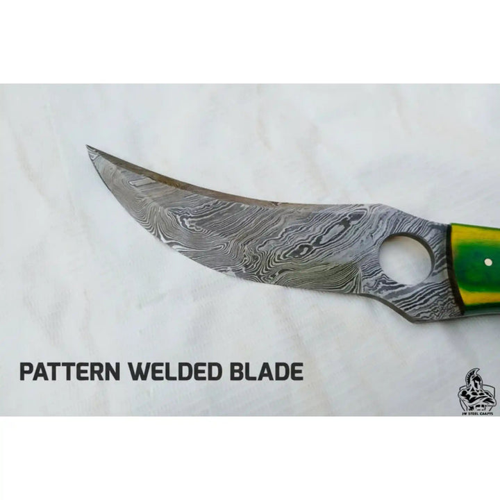 Damascus Hunting Knife 8.5” Fixed Blade handmade Skinner Knife by JW SteelCrafts