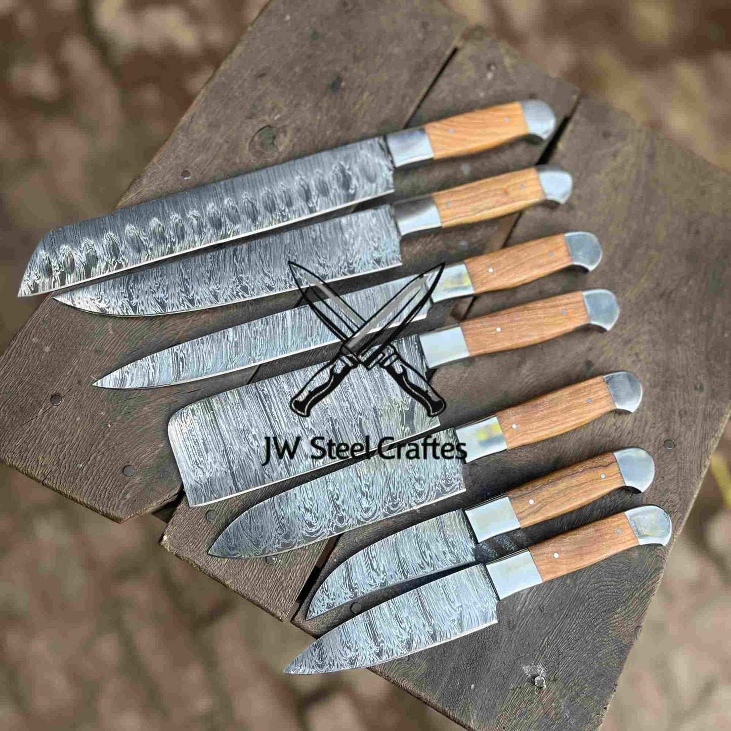 Handmade Damascus Steel Chef Knife Set  5-Piece Kitchen Knives – Full Tang Professional Cooking Knives