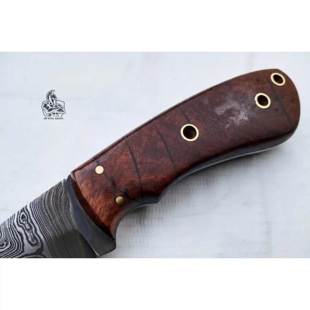 Damascus Skinner Knife 6” Fixed Blade rose wood Handle handmade Skinner Knife by JW SteelCrafts