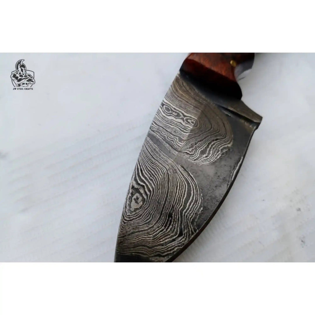Damascus Skinner Knife 6” Fixed Blade rose wood Handle handmade Skinner Knife by JW SteelCrafts