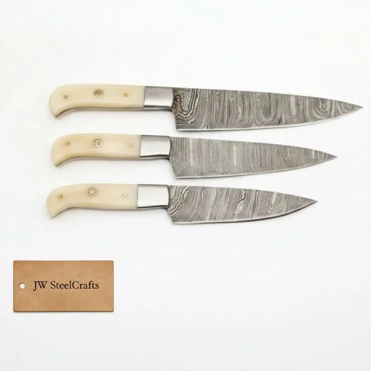 Damascus Slicing Carving Knife Set with Bone Handle