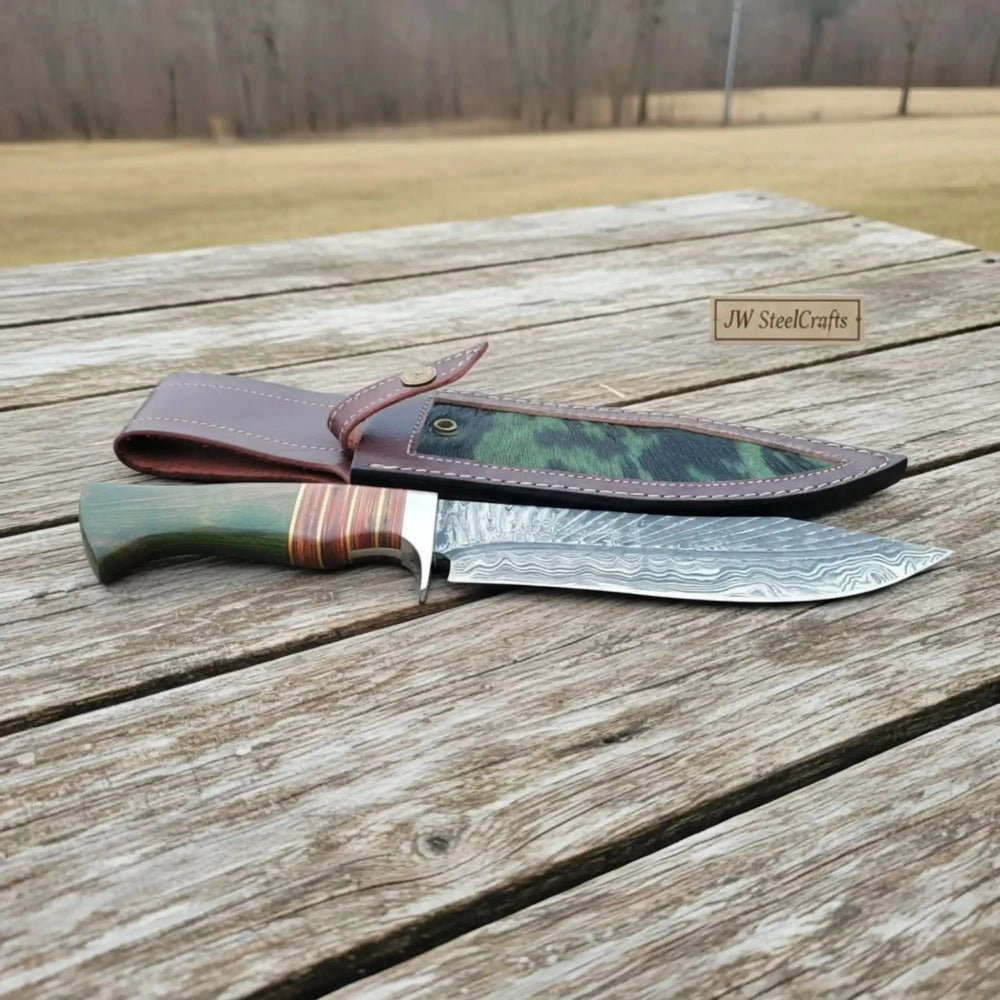 Damascus Steel 7 Inch Blade Full Tang Camping Knife