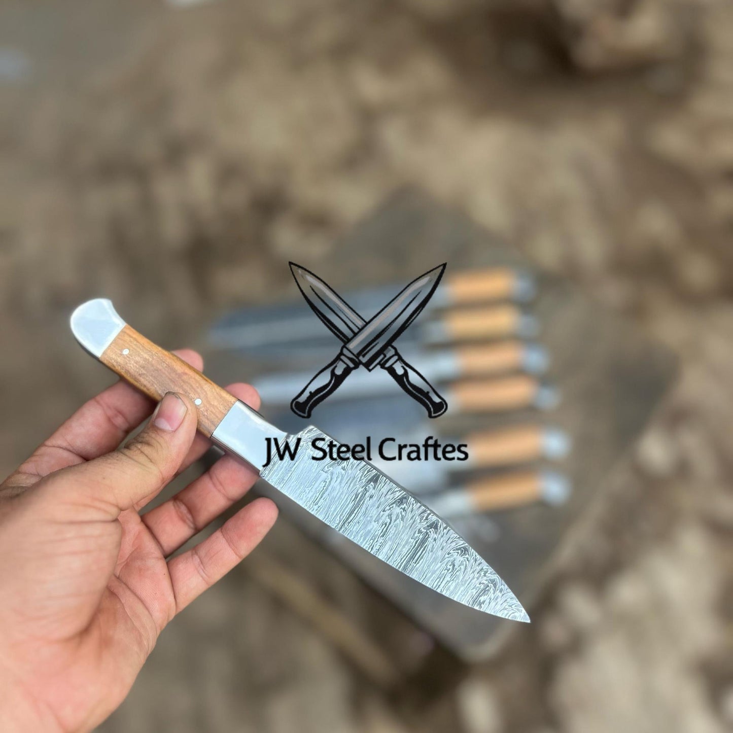 Handmade Damascus Steel Chef Knife Set  5-Piece Kitchen Knives – Full Tang Professional Cooking Knives