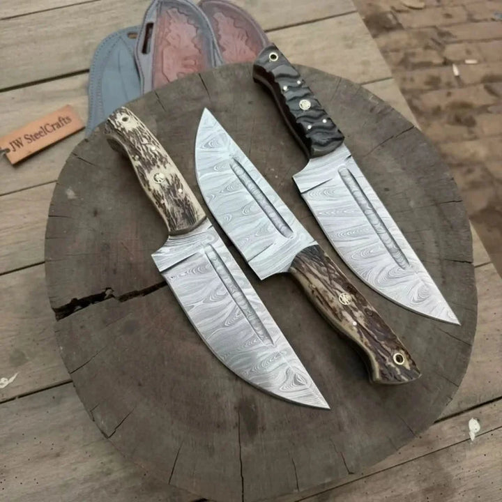 Damascus Steel Custom Seax Hunting Knives