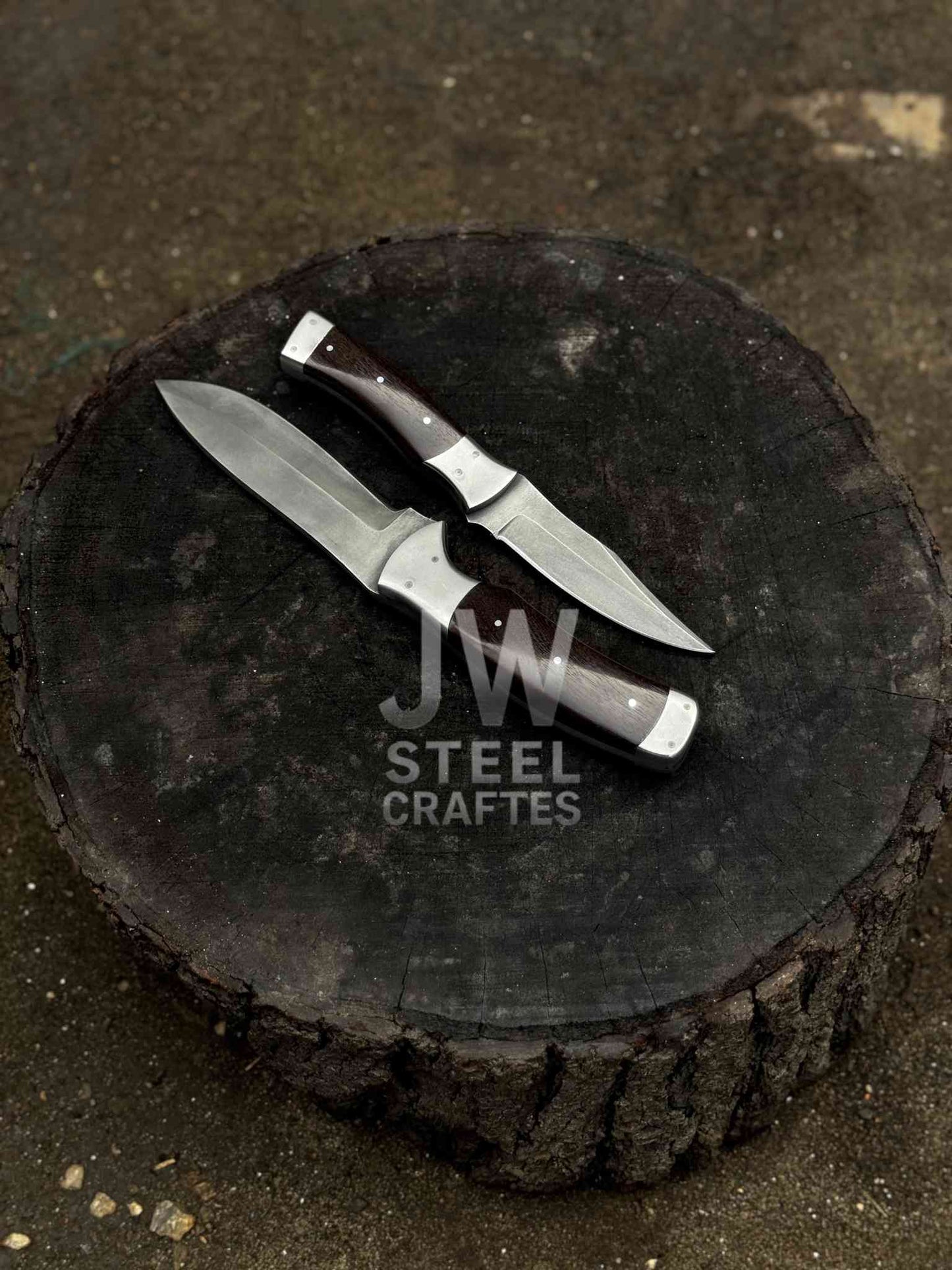 Handmade 3-Piece Knife Set – Cleaver & Hunting Knives with Wooden Handle