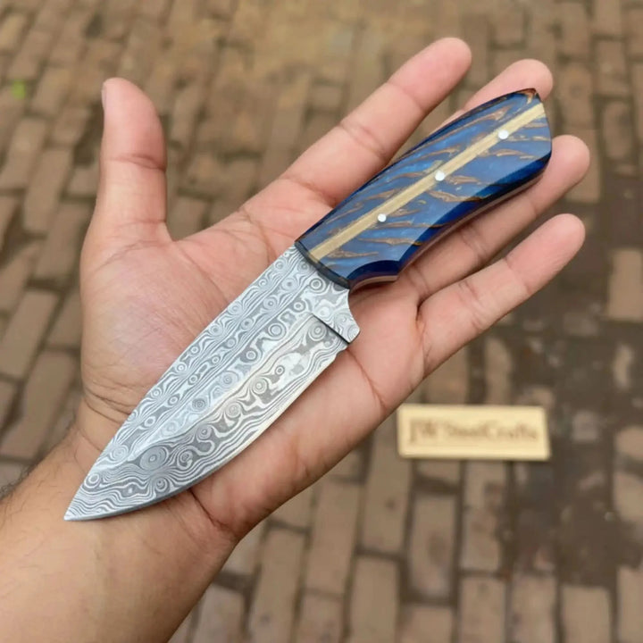 Damascus Steel Pocket Skinner Knife