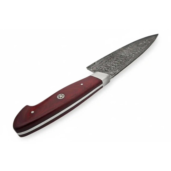 Damascus Steel Santoku Japanese Chef Knife Red Micarta Handle DK - 0112 handmade Santoku Knife by JW SteelCrafts