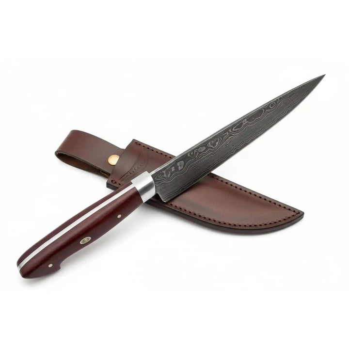Damascus Steel Santoku Japanese Chef Knife Red Micarta Handle DK - 0112 handmade Santoku Knife by JW SteelCrafts