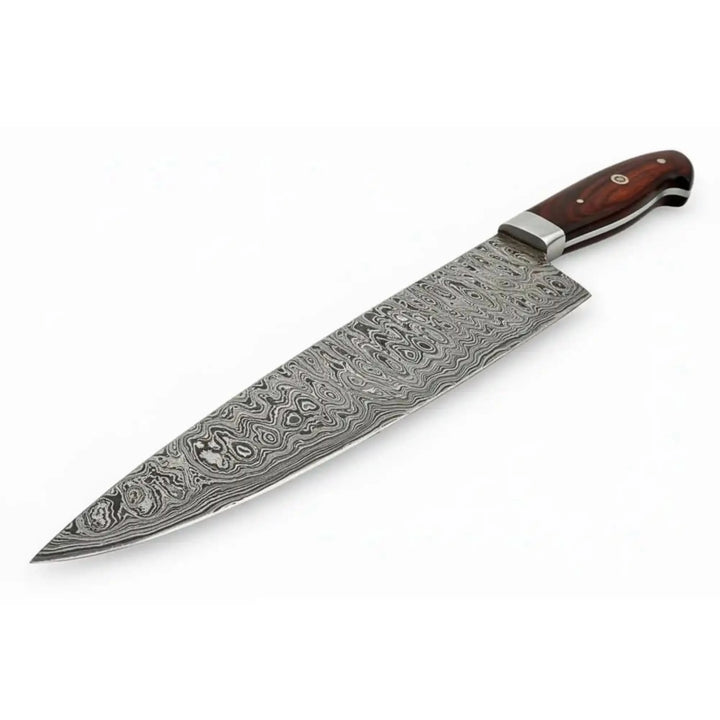 Damascus Steel Santoku Japanese Chef Knife Red Micarta Handle DK - 0112 handmade Santoku Knife by JW SteelCrafts