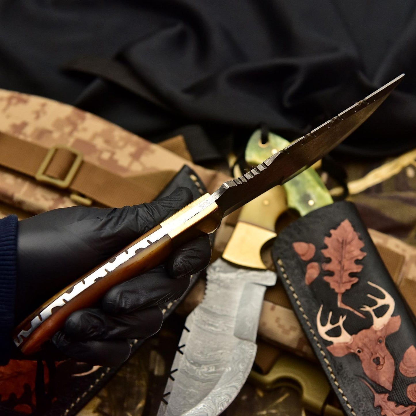 Personalized Tracker Knife Damascus steel Camping Knife Groomsmen Gift Wedding Gift For Men Gift For Husband/Dad Birthday, Custom Knives