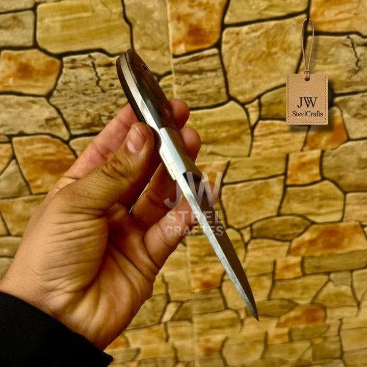 EDC Skinner Knife Damascus Steel, 6.5” Fixed Blade handmade Skinner Knife by JW SteelCrafts