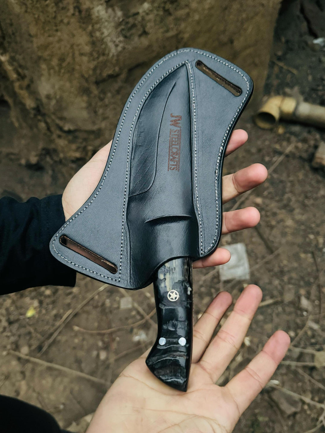 Fixed Blade Hunting Knife – Walnut Wood / Ram Horn Handle Options handmade Survival Knife by JW SteelCrafts
