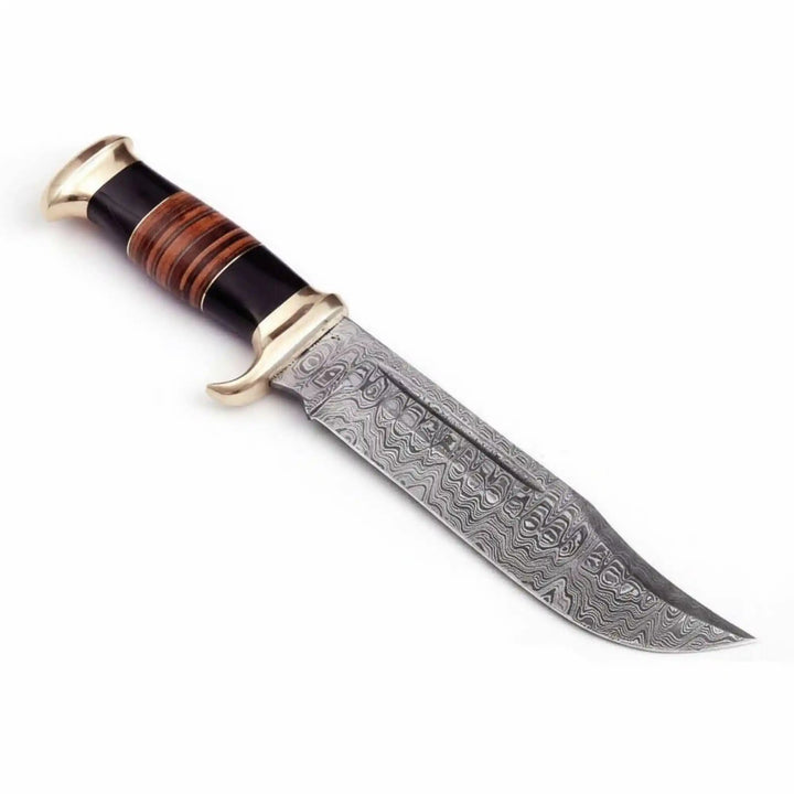 Frontier Clip Point Bowie Knife, Hand Forged Damascus Steel Blade, Stacked Wood Handle, Custom Fixed Blade, JW SteelCrafts handmade Clip Point Bowie Knives by JW SteelCrafts