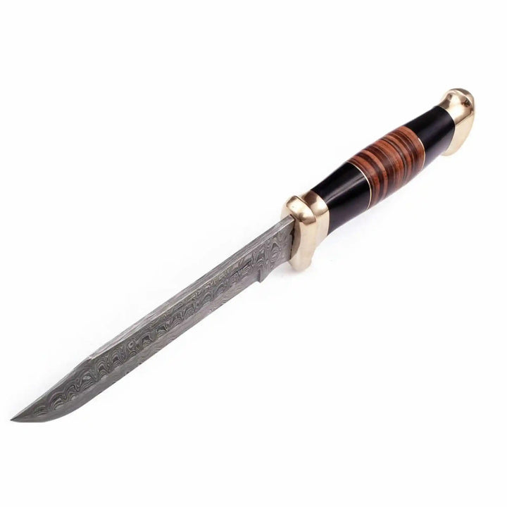Frontier Clip Point Bowie Knife, Hand Forged Damascus Steel Blade, Stacked Wood Handle, Custom Fixed Blade, JW SteelCrafts handmade Clip Point Bowie Knives by JW SteelCrafts