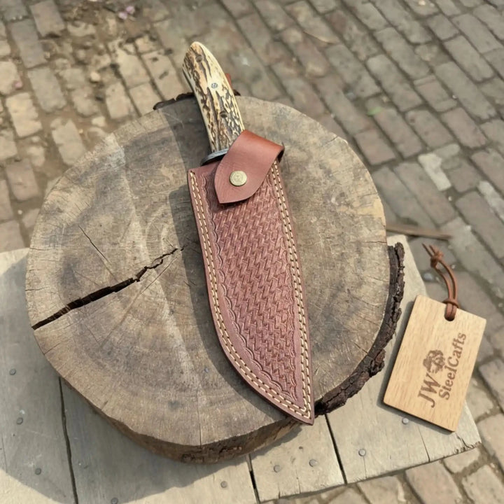 Frontier Stag-Antler Damascus Bowie Mancraft