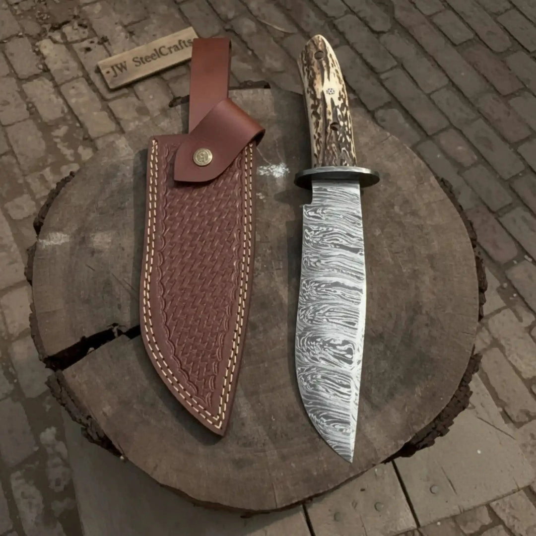 Frontier Stag-Antler Damascus Bowie