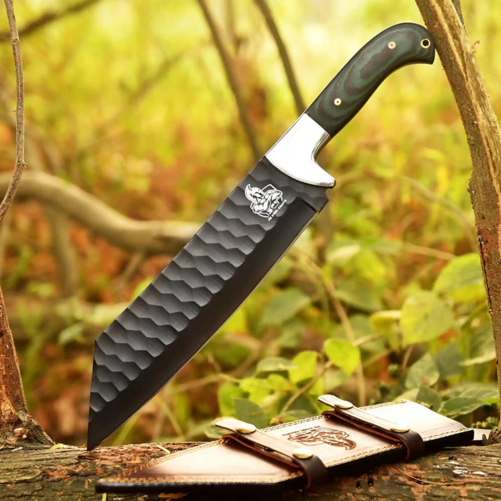 Green Micarta Handle Forged Machete – Full Tang Stainless Steel Outdoor Knife handmade Machete knife by JW SteelCrafts