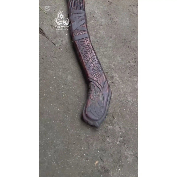 Handcrafted Viking Axe with Norse Rune Detailing | Authentic Damascus Steel Collector&