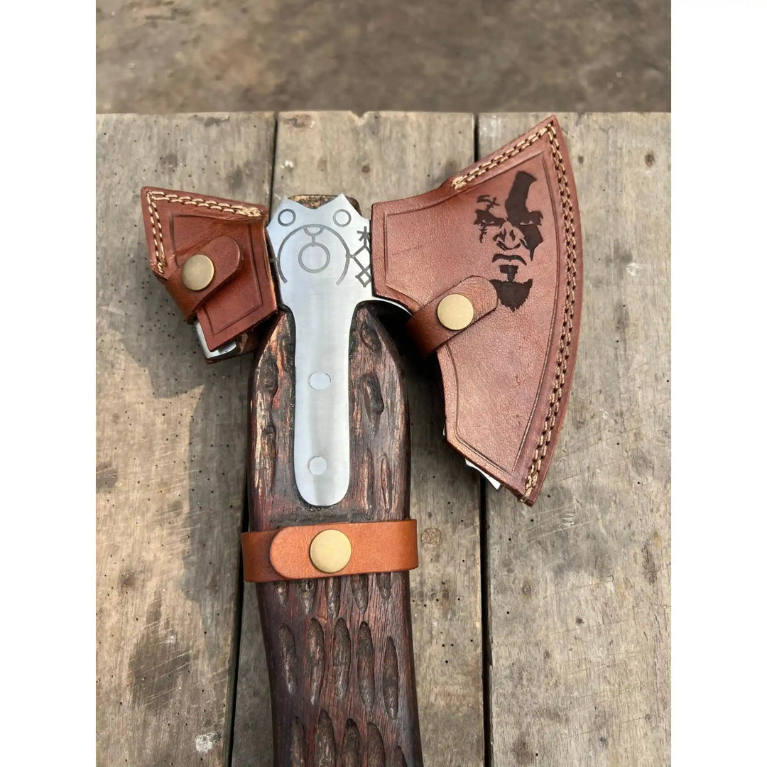 Handcrafted Viking Axe with Norse Rune Detailing | Authentic Damascus Steel Collector&