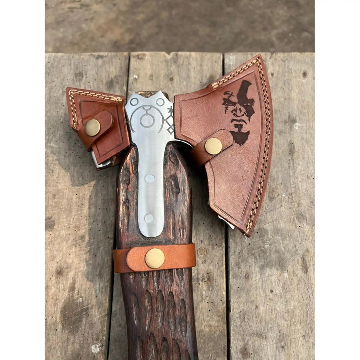 Handcrafted Viking Axe with Norse Rune Detailing | Authentic Damascus Steel Collector&