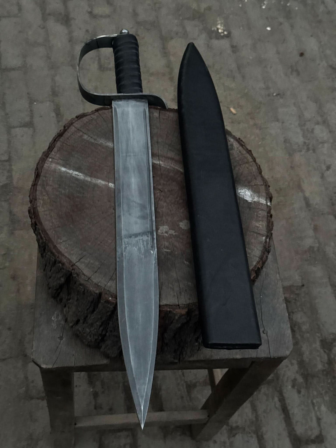 Hand - Forged Carbon Steel Long Blade with Guard | Wrapped Grip | Leather Cover Included handmade armor by JW SteelCrafts
