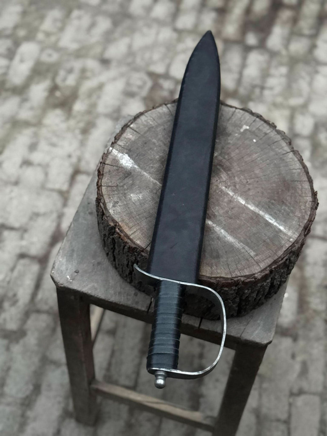 Hand - Forged Carbon Steel Long Blade with Guard | Wrapped Grip | Leather Cover Included handmade armor by JW SteelCrafts