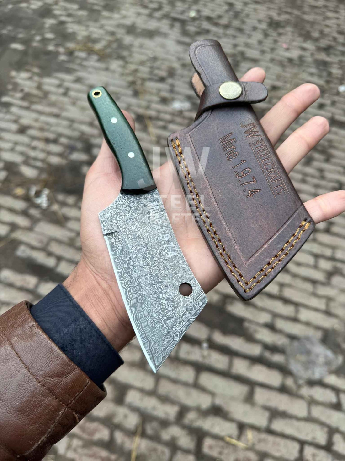 Handmade Damascus Steel Mini Cleaver Knife – Handle Variations