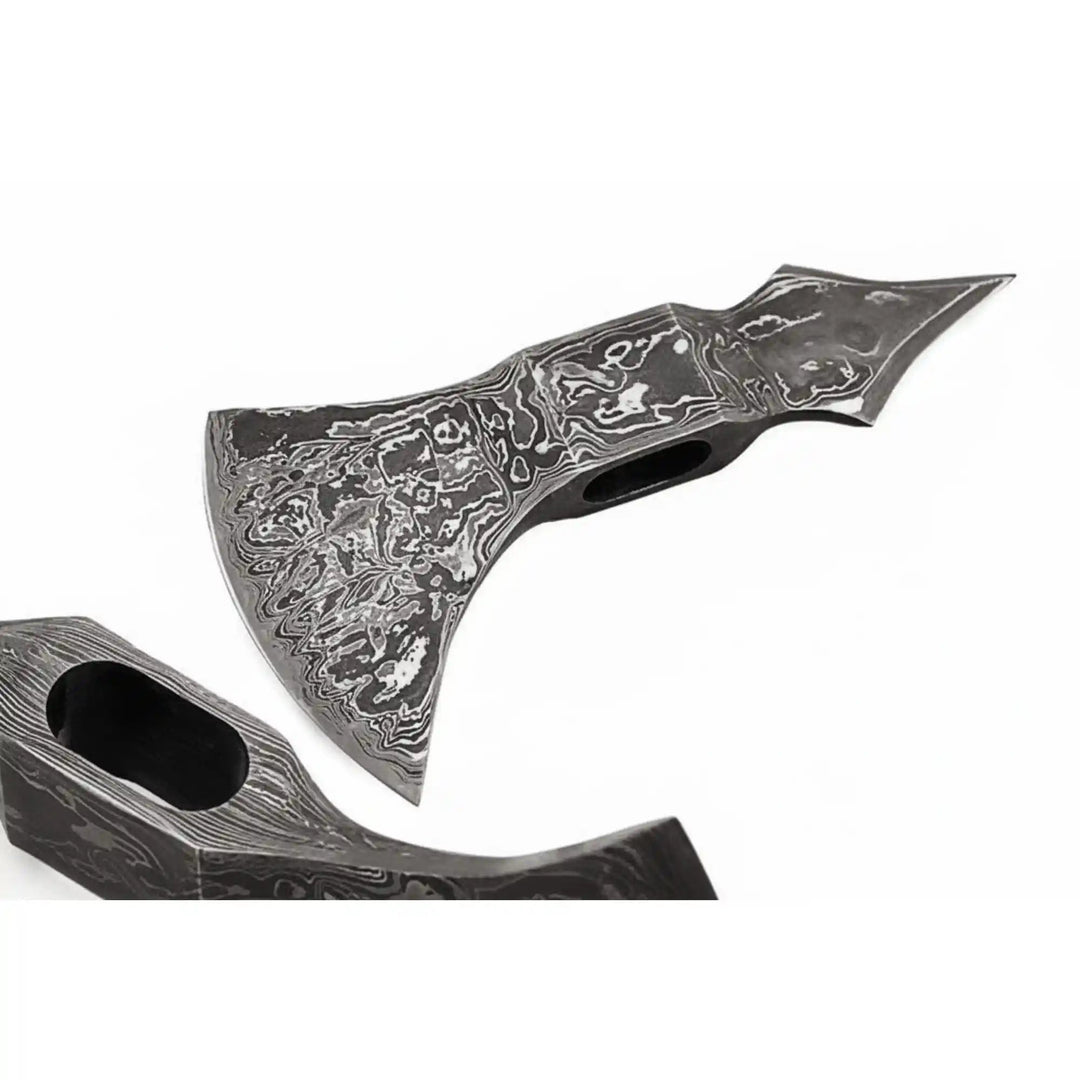 Hand - Forged Damascus Spike Poll Axe Head handmade Axe head Blank by JW SteelCrafts