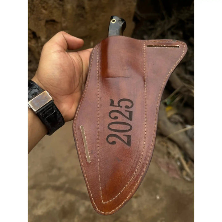Hand - Forged Hammered Blade Knife | Walnut Grip &amp; Belt Sheath handmade Hunting Knife by JW SteelCrafts