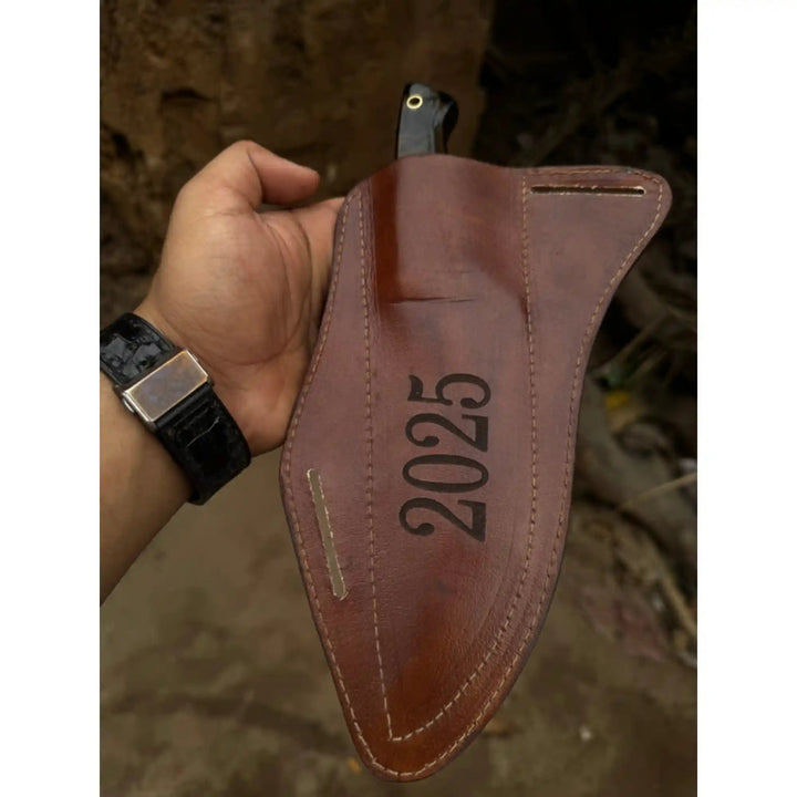 Hand - Forged Hammered Blade Knife | Walnut Grip &amp; Belt Sheath handmade Hunting Knife by JW SteelCrafts